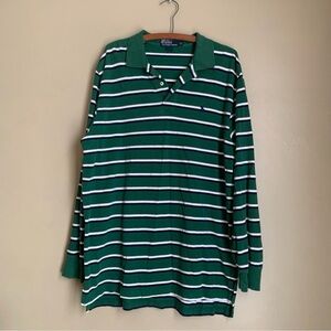 Ralph Lauren Green and White Striped Polo Shirt